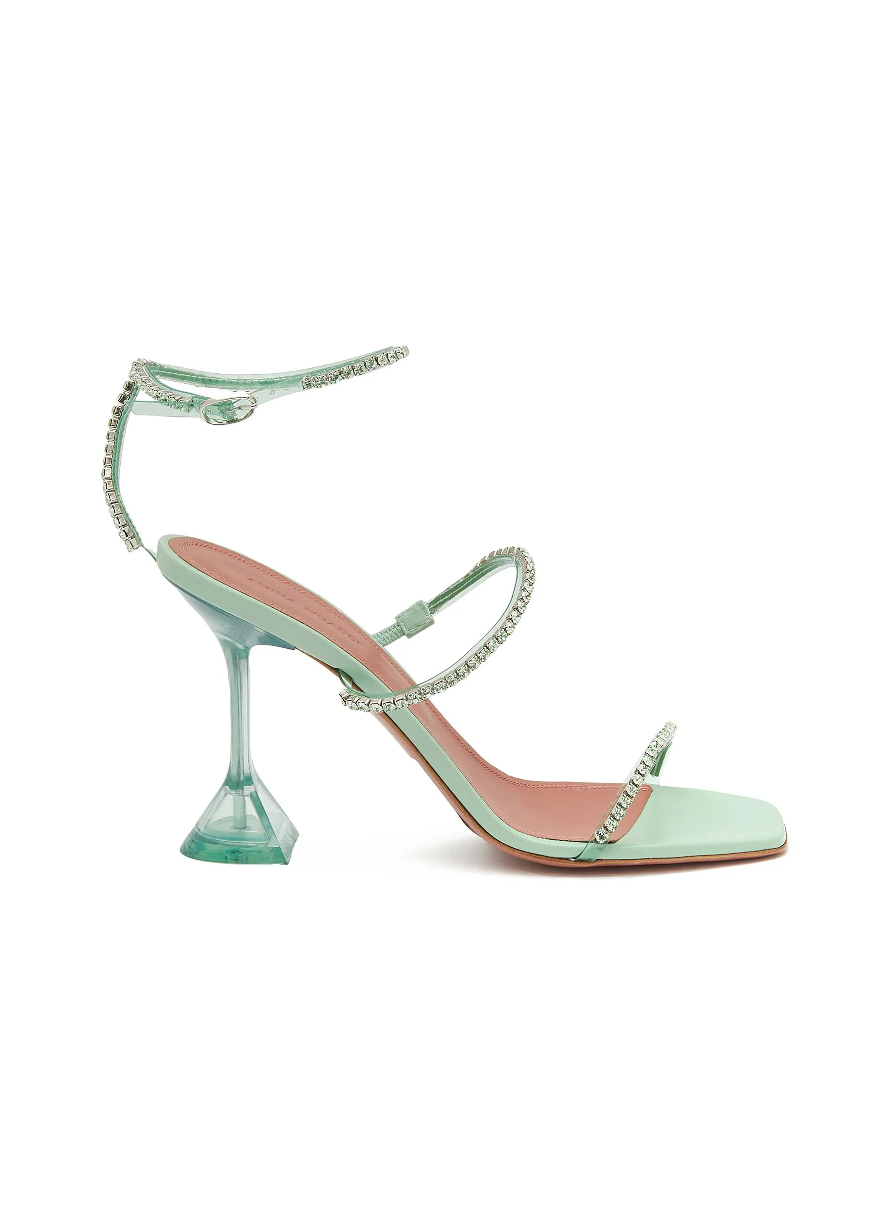 -----------AMINA MUADDI ---- ------------GREEN ----Gilda 95 PVC Heeled Sandals --