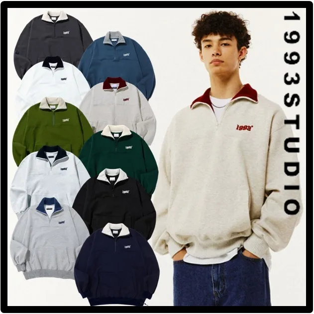 1993studio  |Unisex Street Style Logo Hoodies & Sweatshirts