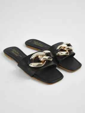Black Chain Front Square Sandals | Women | George at ASDA