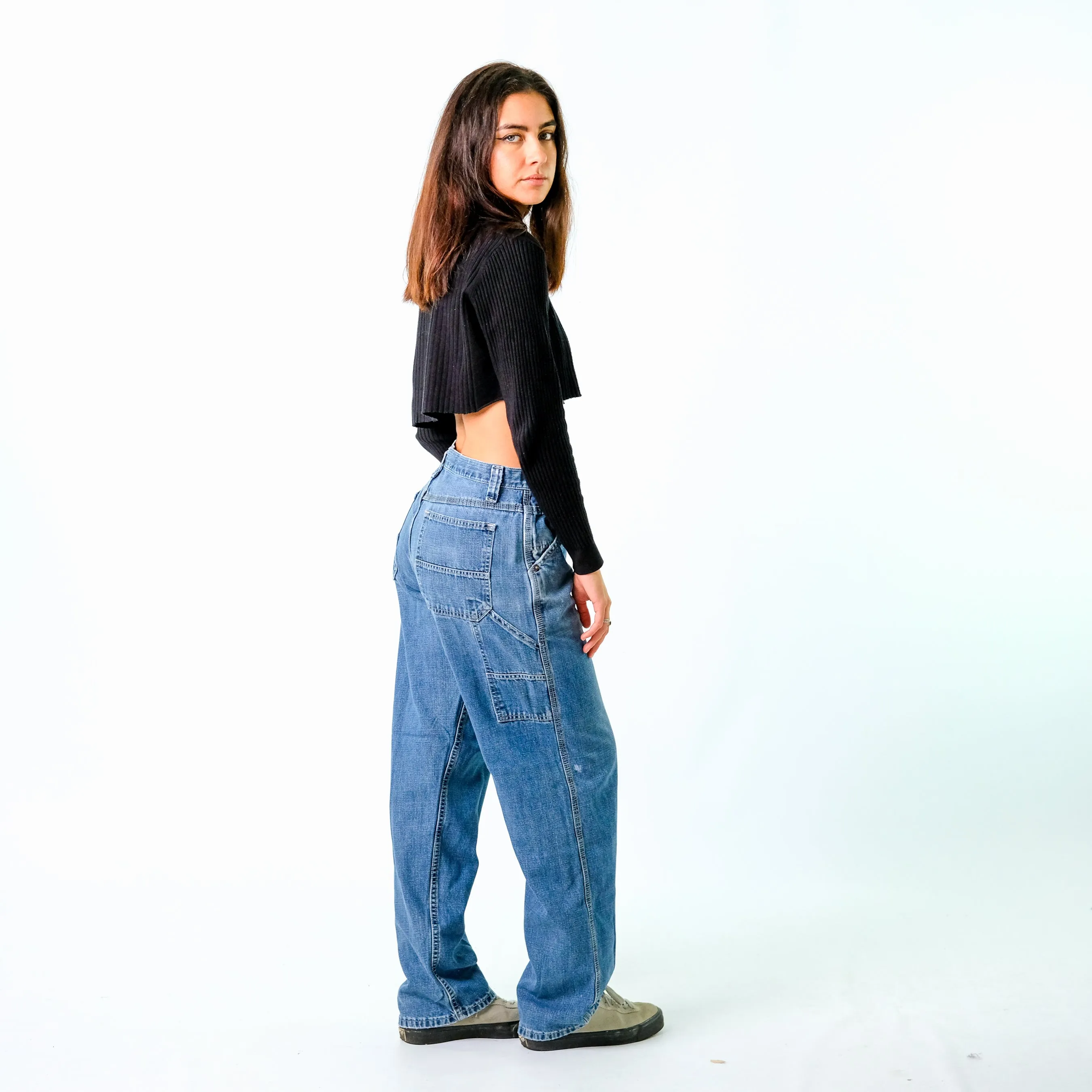 Blue y2ks Lee Denim Carpenter Baggy Jeans Pants (33x32)