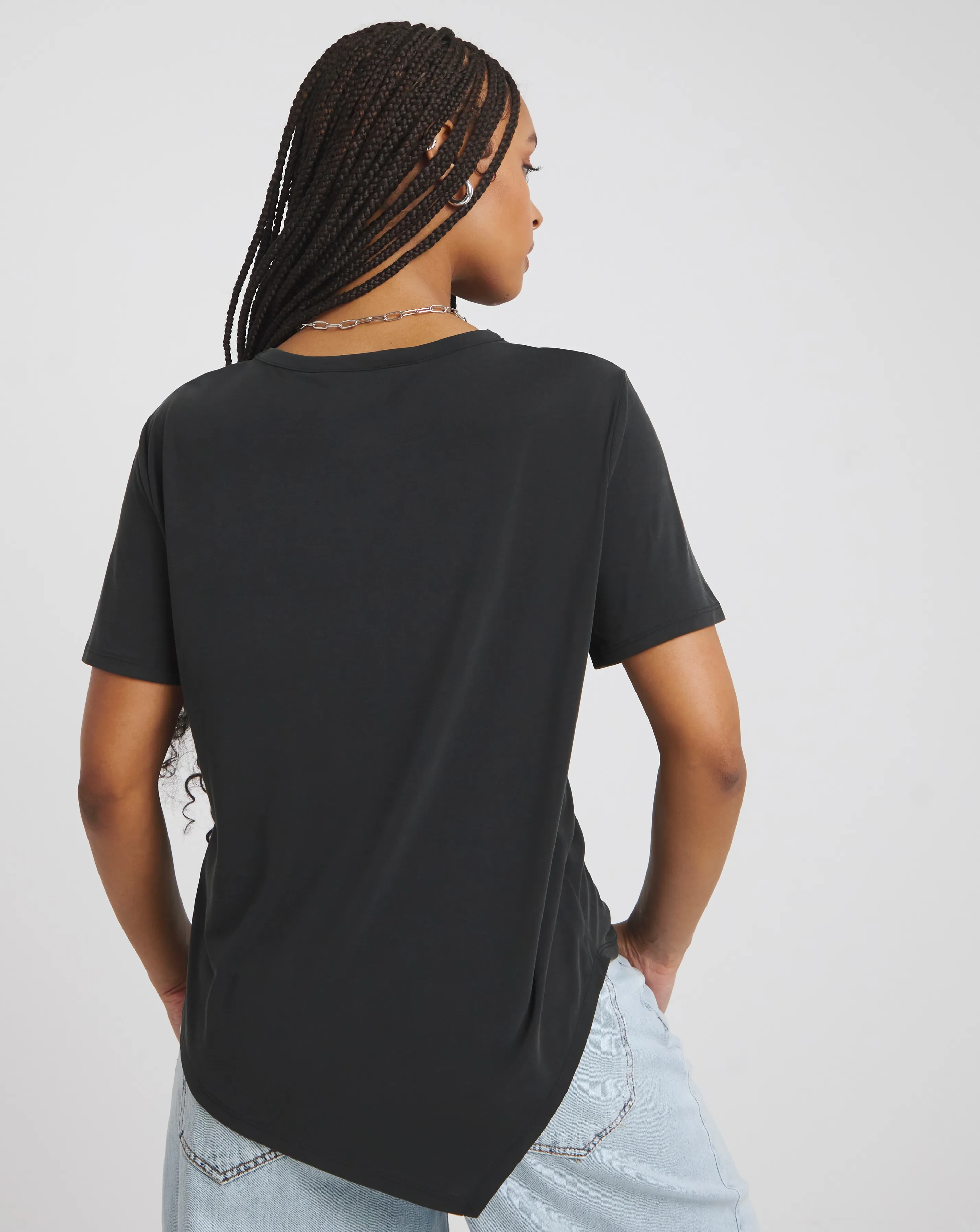 Charcoal Premium Jersey Asymmetric Top | Simply Be
