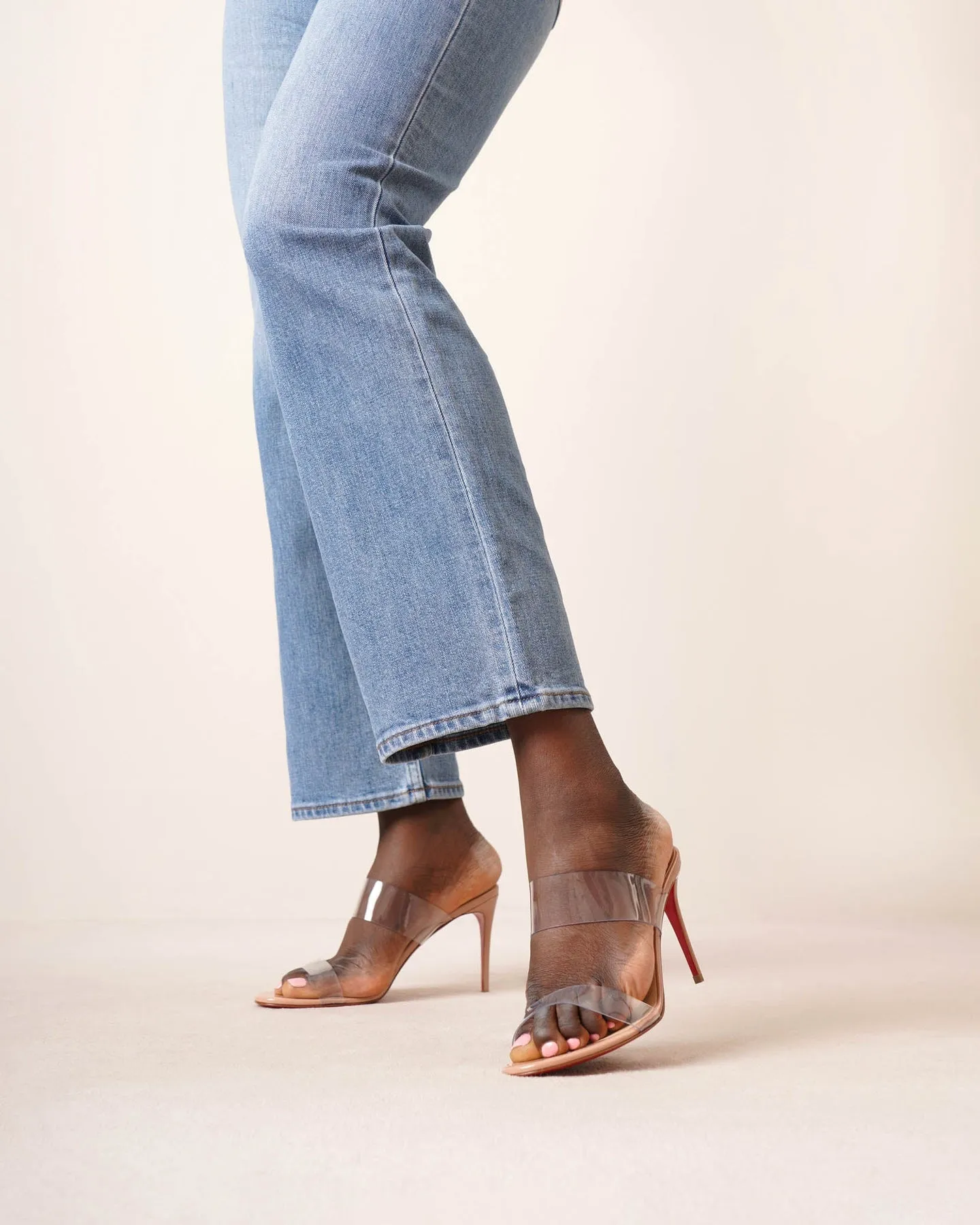 Christian Louboutin Just Nothing 85 PVC nude sandals