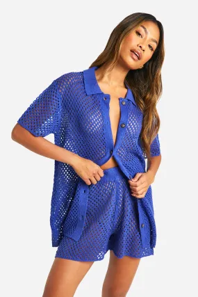 Crochet Shirt And Shorts Knitted Set