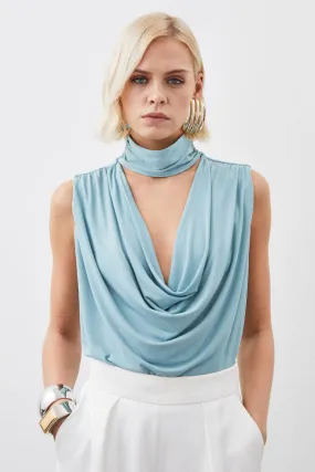 Drapey Crepe Jersey Twist Front Top | Karen Millen