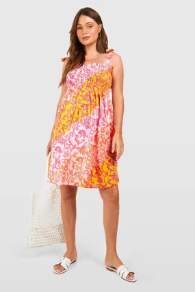 Dresses | Maternity Floral Tie Strap Shirred Mini Skater Dress | boohoo