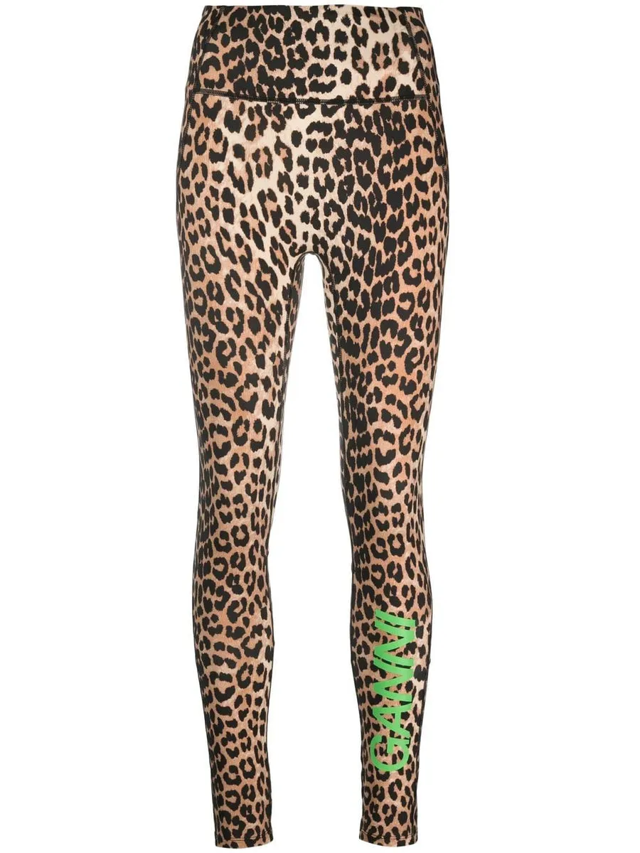 GANNI    Ganni Leopard Print Nylon Leggings