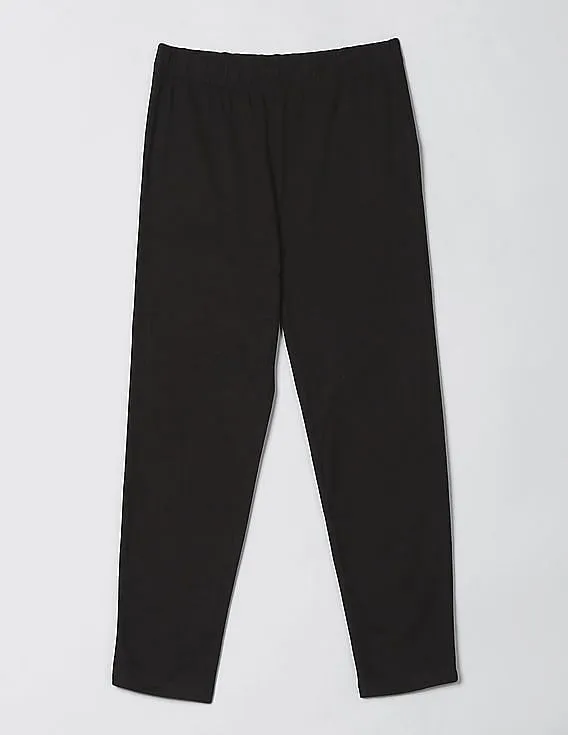 GAP Girls Black Solid Cropped Leggings