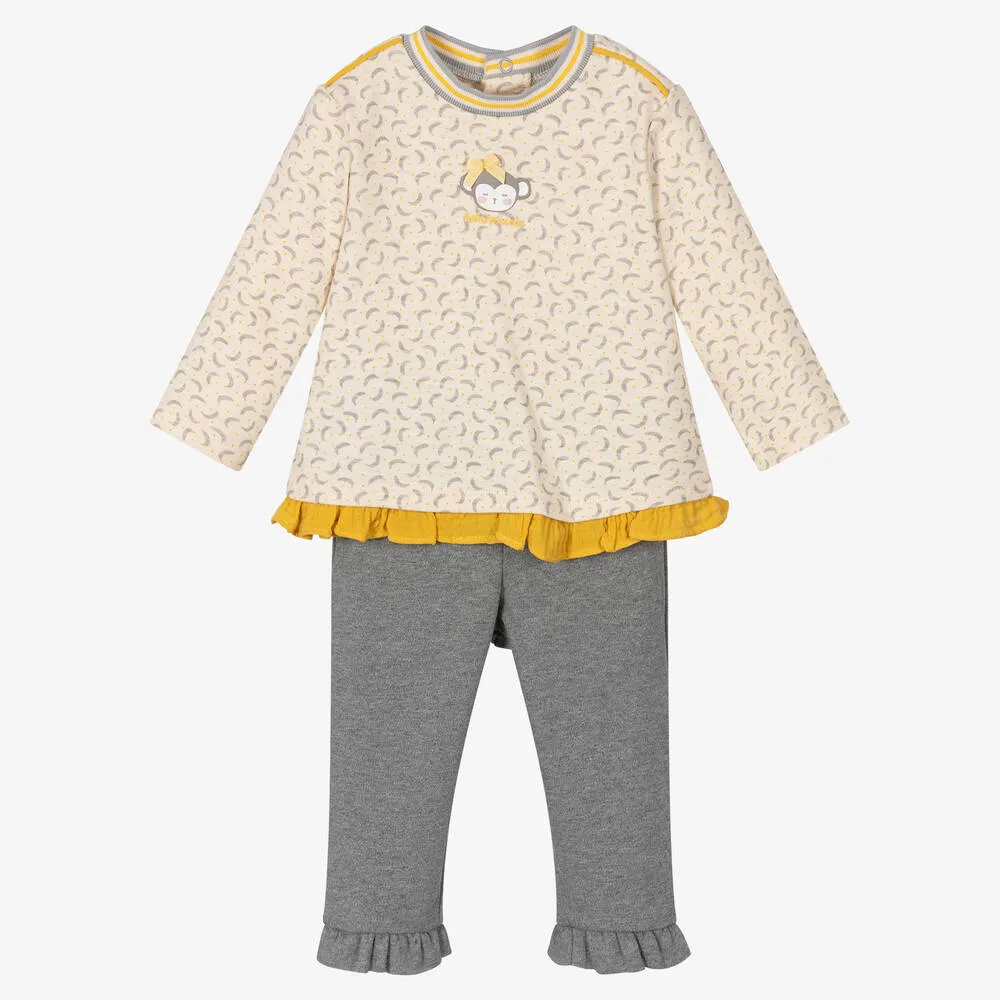 Girls Grey Monkey Leggings Set