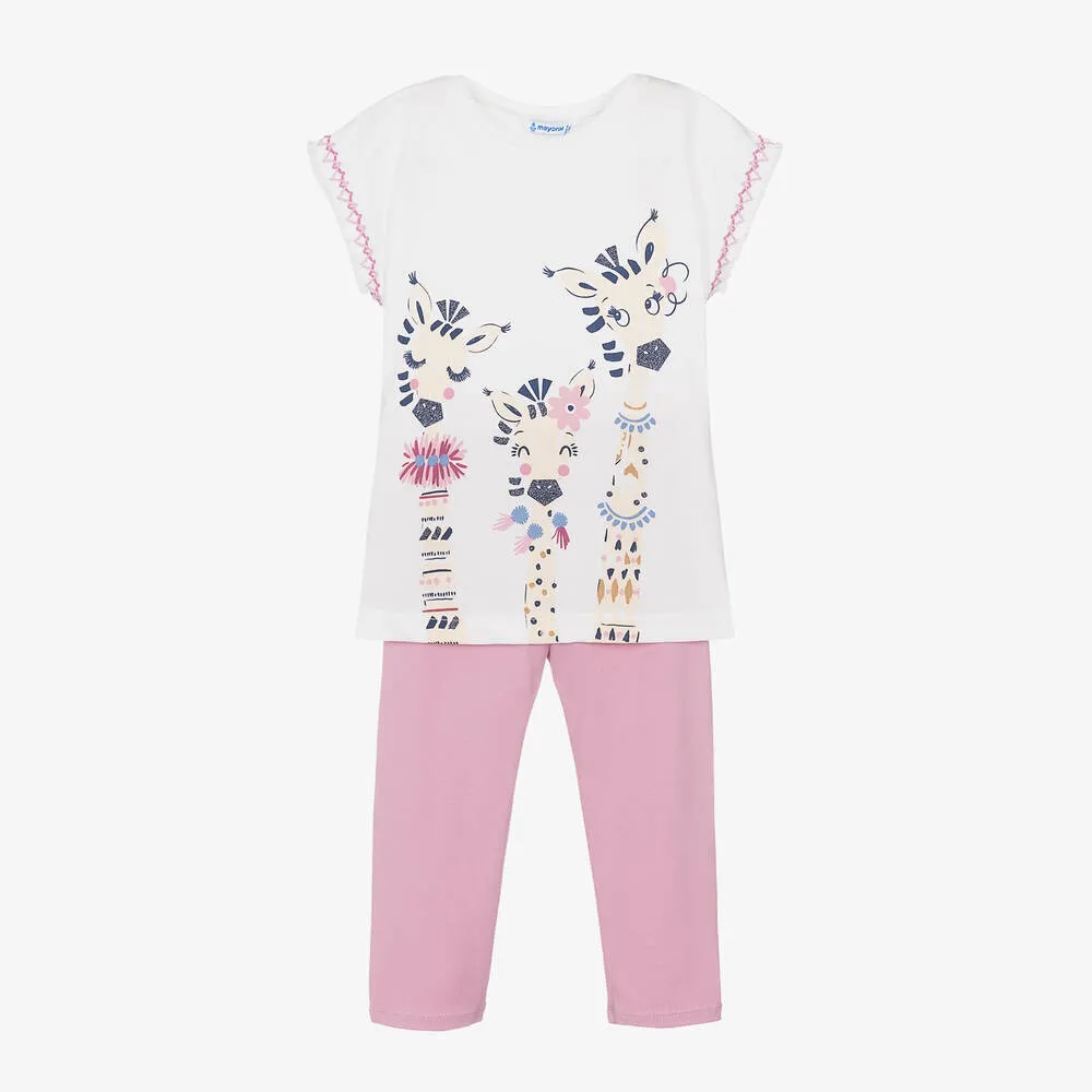 Girls Lilac Pink Cotton Leggings Set