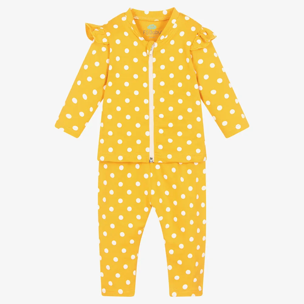 Girls Yellow Polka Dot Leggings Set