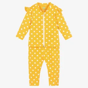 Girls Yellow Polka Dot Leggings Set