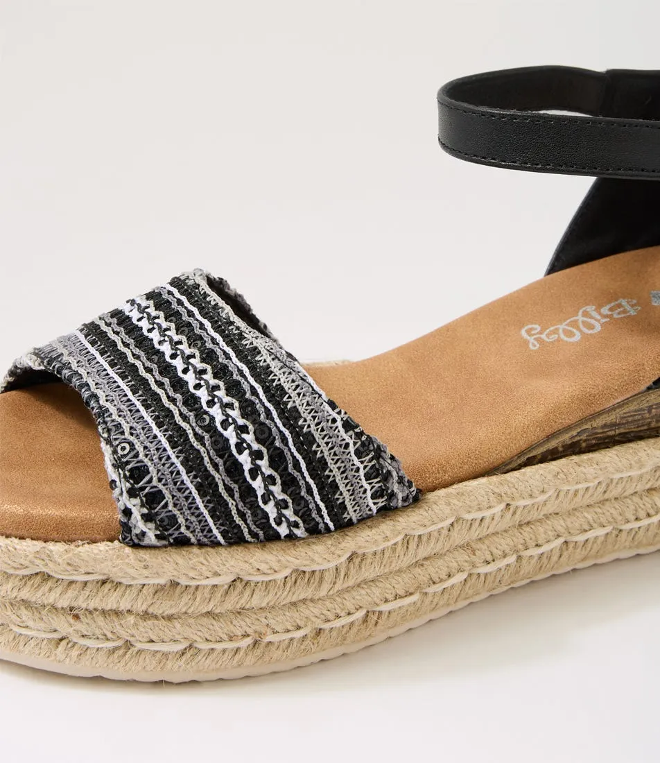 I LOVE BILLY Hankie Black Glitz Multi Sandals