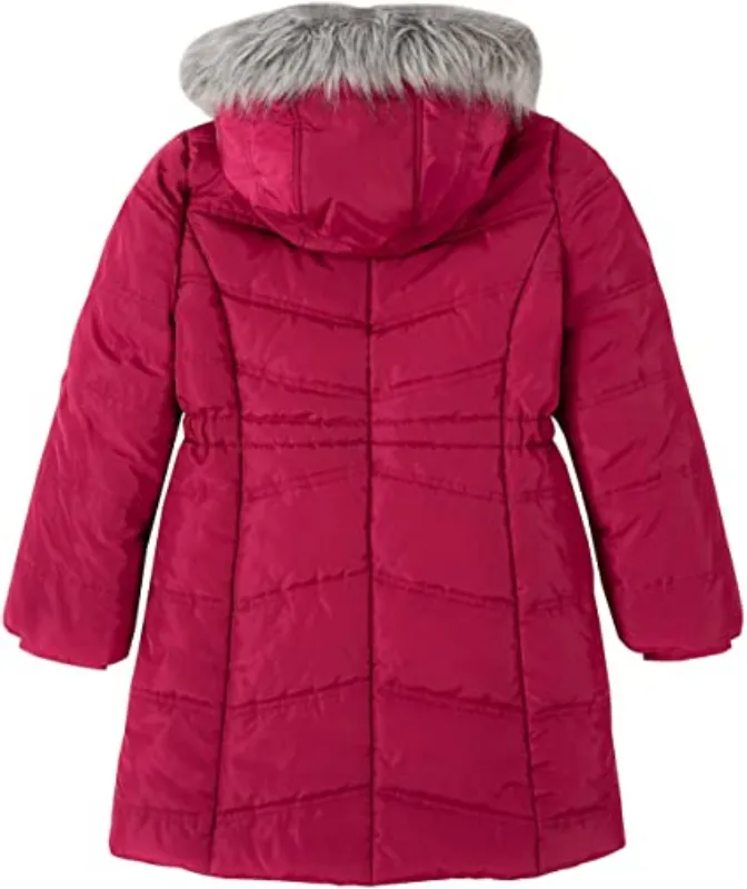Kids Long Puffer Aerial Red Berry Coat - The Puffer Jackets