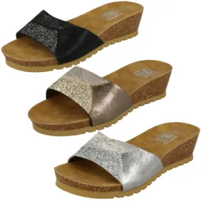 Ladies Down To Earth Mid Cork Wedge Sandals