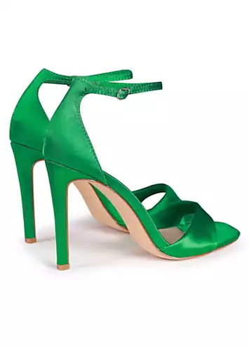 Linzi Kourtney Green Satin Barely There Heeled Sandals | Grattan