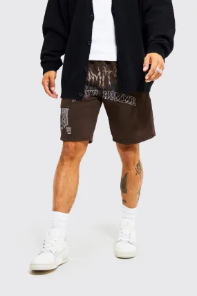 Loose Fit Graphic Washed Jersey Shorts