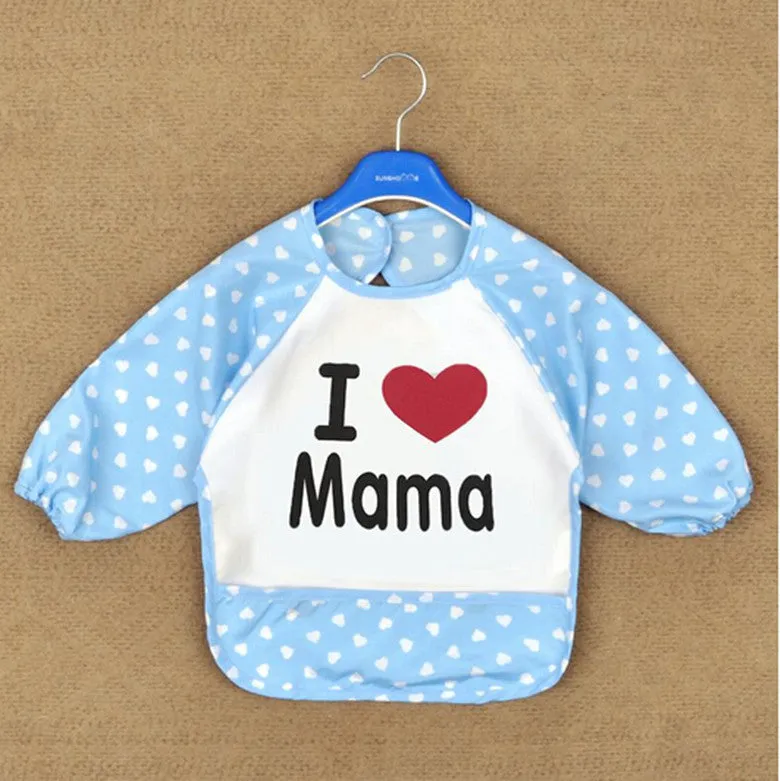 Lovely Boys Girls Baby Letter Print Infant Long Sleeve Anti Wear Waterproof Feeding Shirts Y4 SM6
