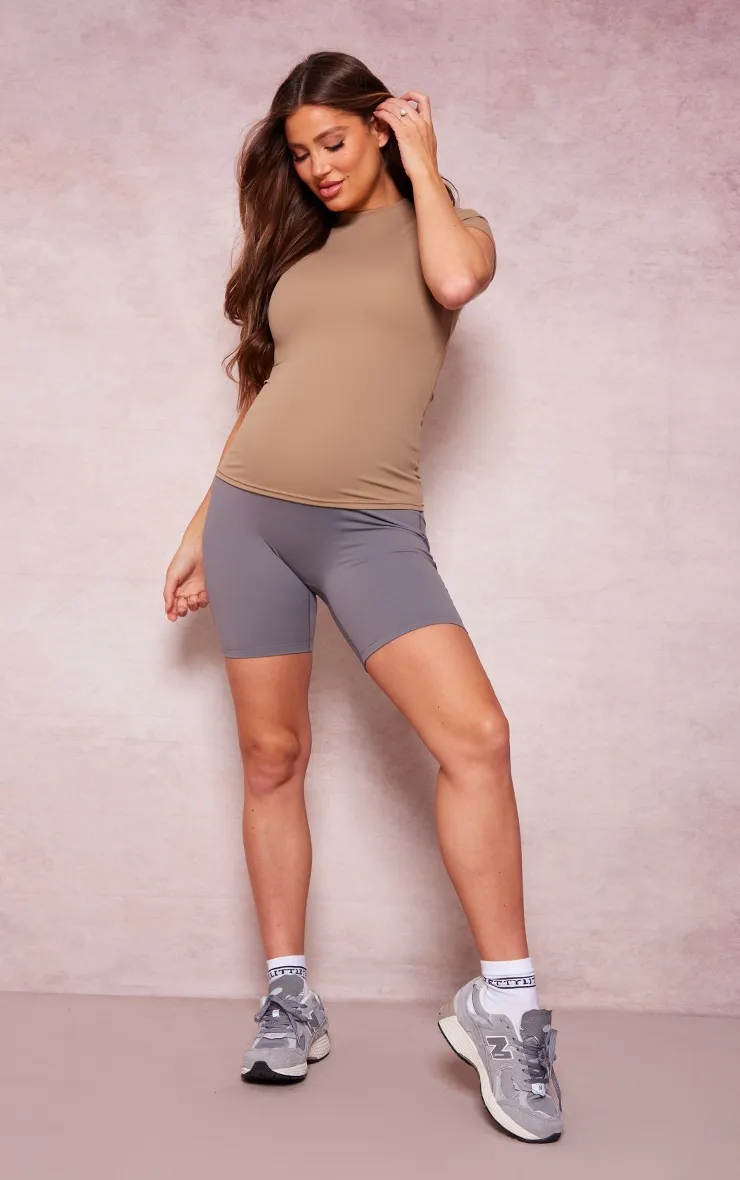 Maternity Light Grey Matte Cycling Shorts