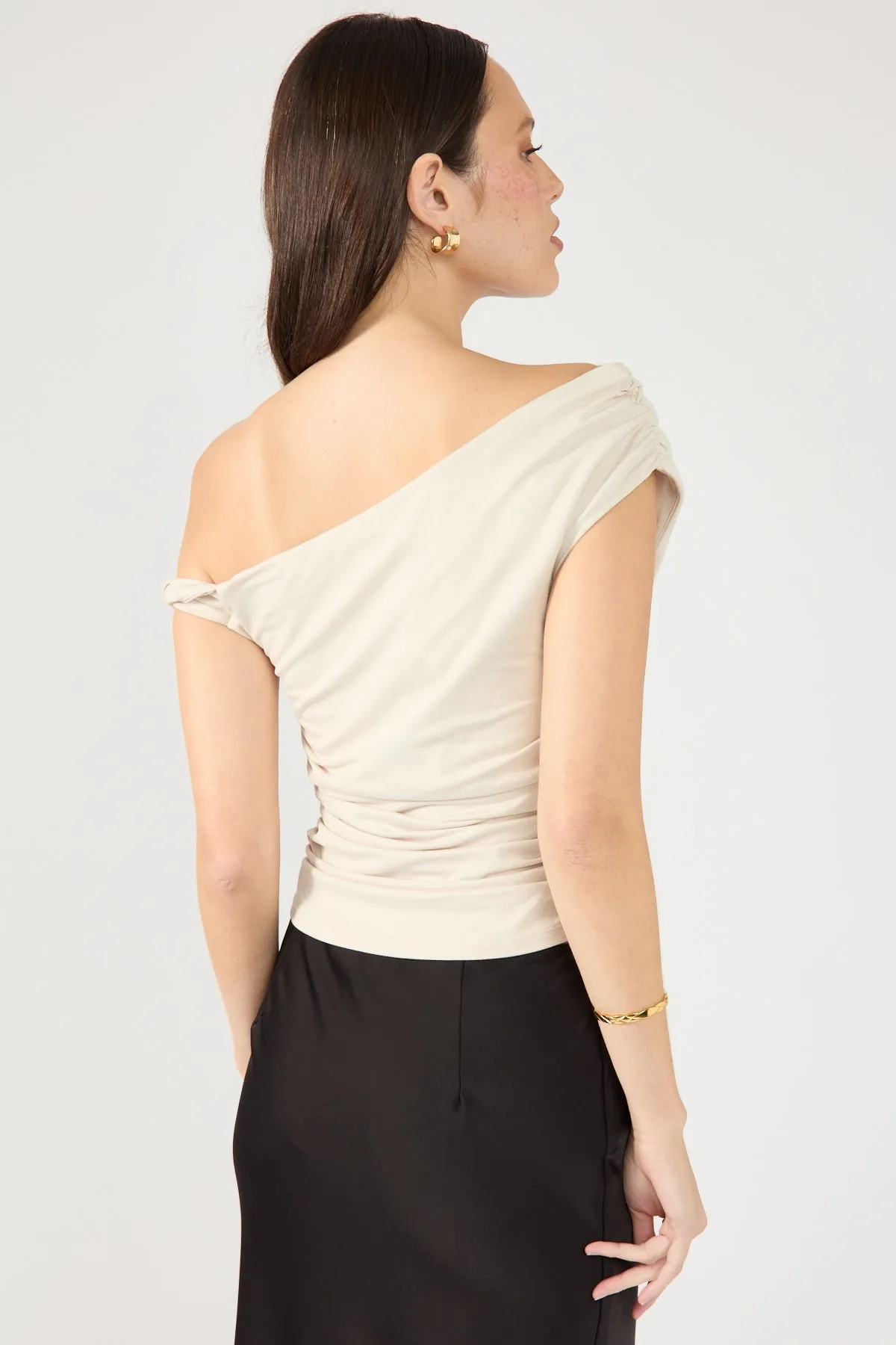 Perfect Stranger Lola Ruched Jersey Top Oyster