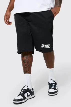 Plus Peached Crinkle Shell Varsity Shorts