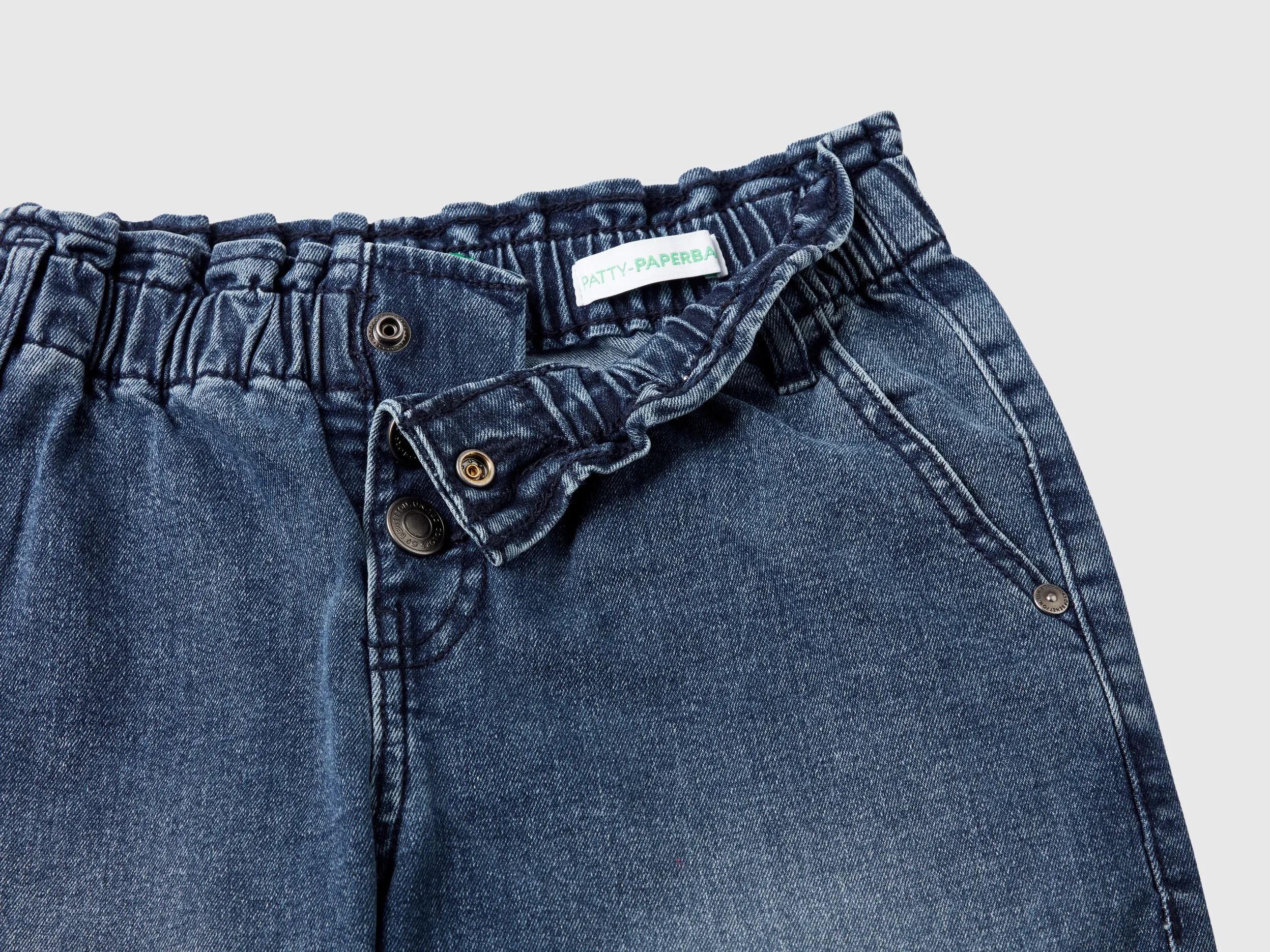 "Eco-Recycle" denim paperbag jeans - Blue | Benetton