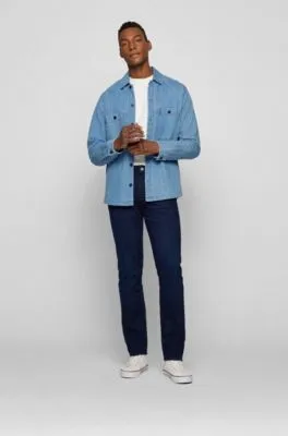 Regular-fit jeans in dark-blue cashmere-touch denim