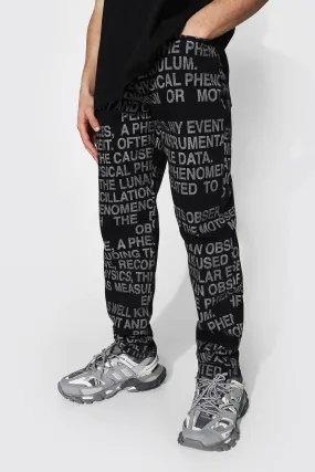 Relaxed Fit All Over Text Print Jeans | boohooMAN UK