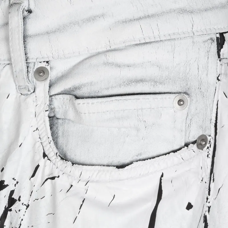 Rick Owens DRKSHDW White Wax Tyrone Collage Jeans