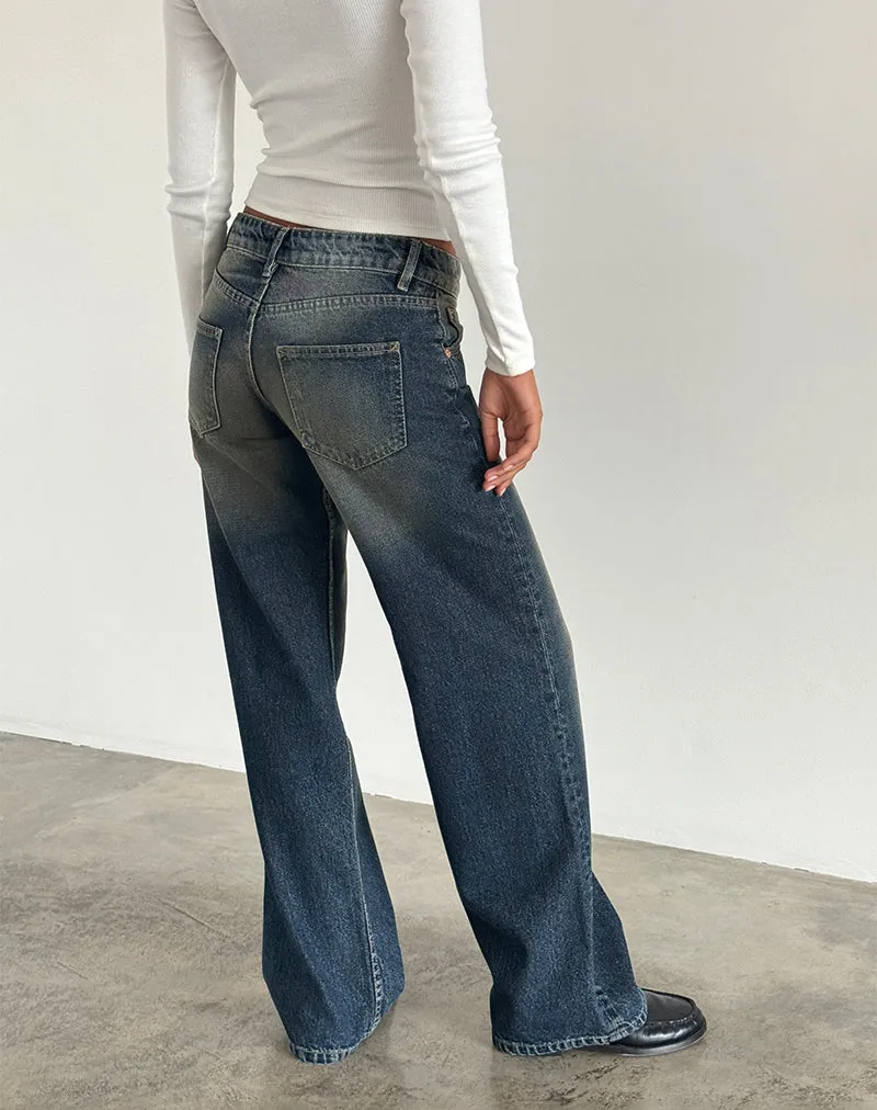 Roomy Extra Wide Low Rise Jeans in Amber Wash