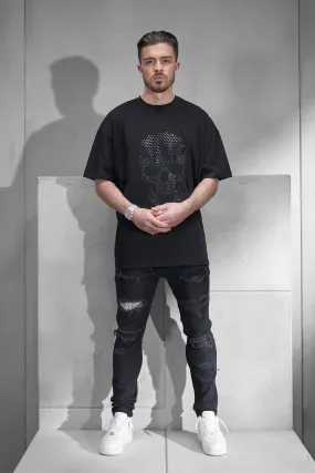 Skinny Stretch Diamante Rip & Repair Jeans | boohooMAN UK