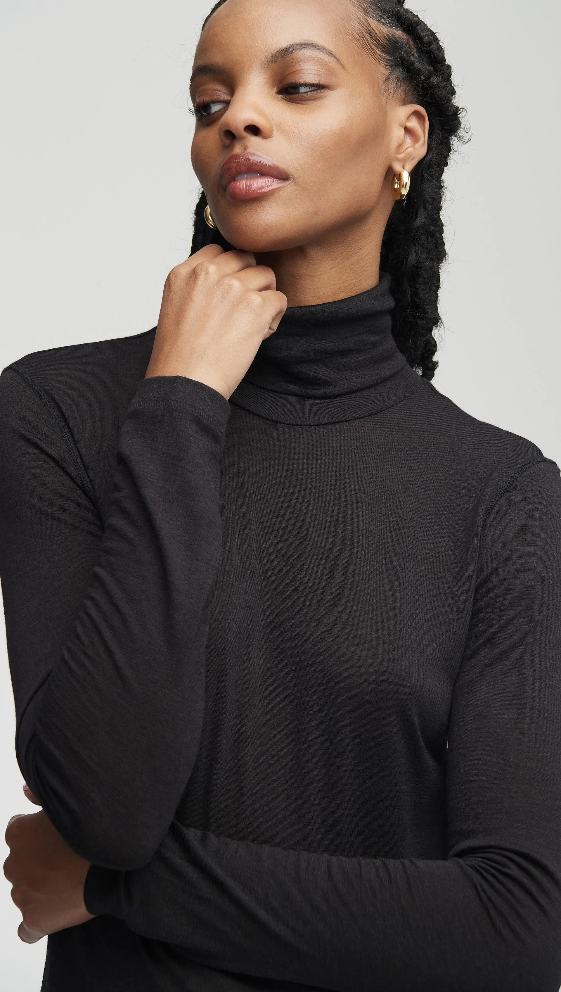 Skinny Turtleneck in Merino Silk Jersey