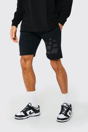 Slim Fit M Puff Print Shorts