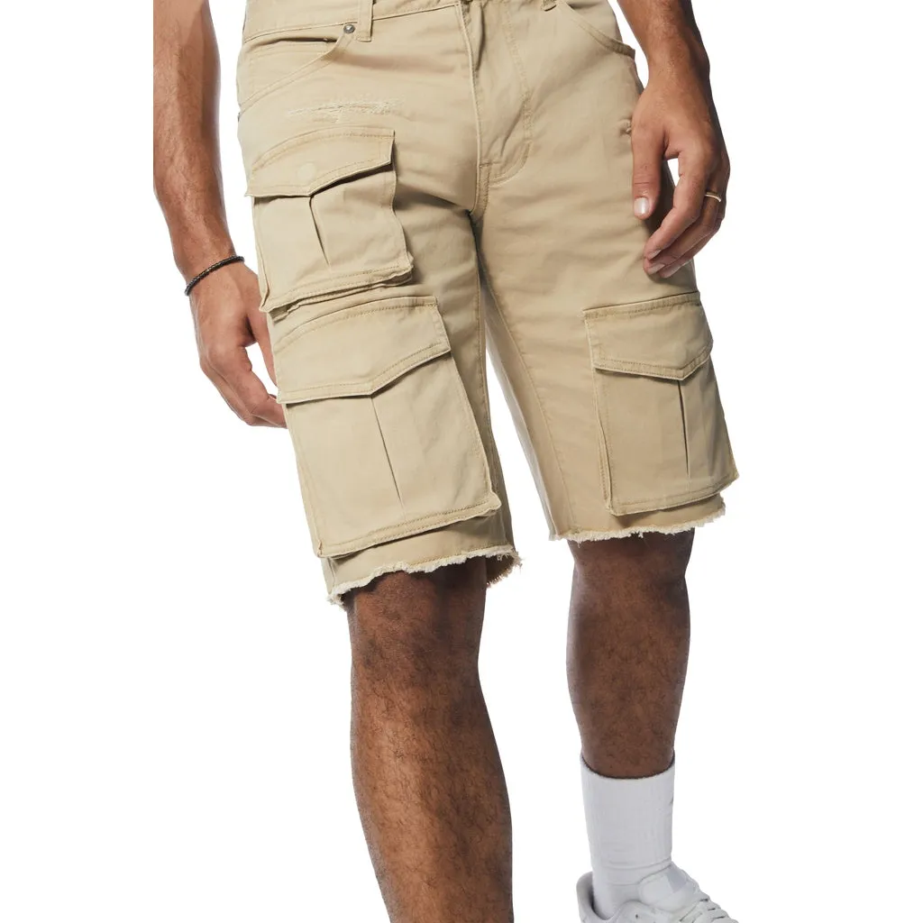 Slim Multi Cargo Twill Shorts - Khaki