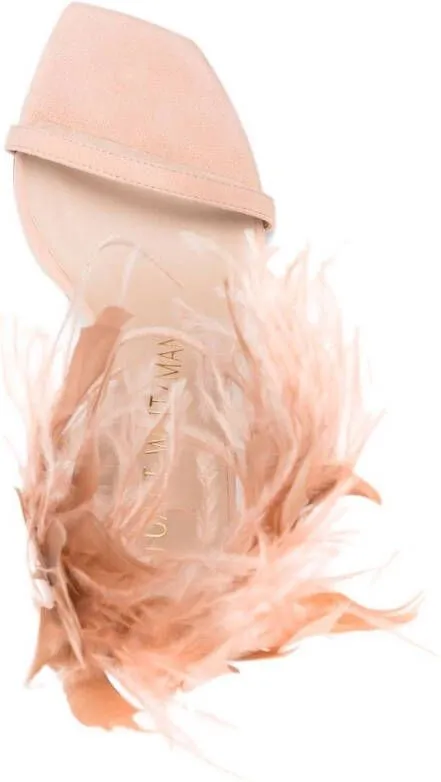 Stuart Weitzman Plume 100 feather-trimmed sandals Pink