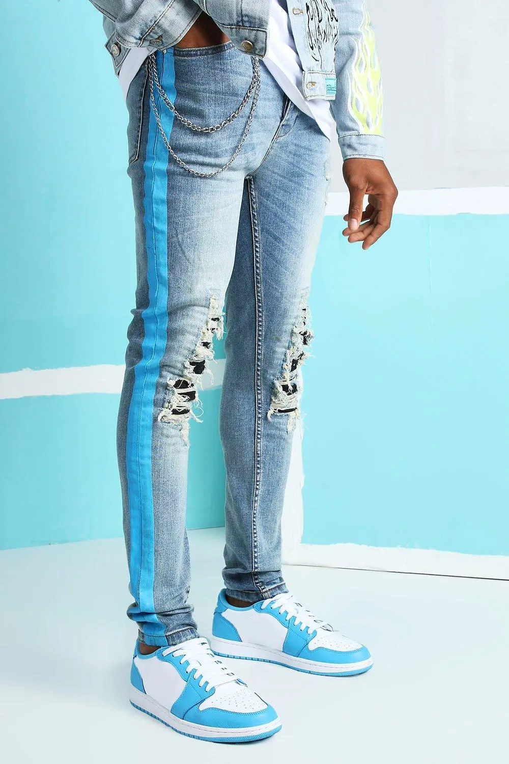 Super Skinny Rip & Repair Biker Jeans