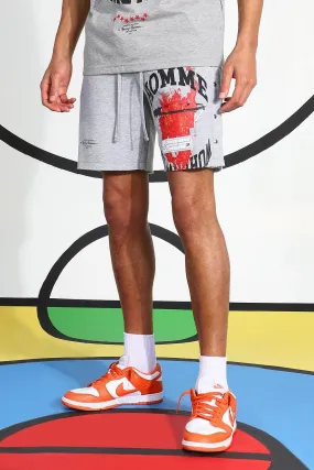 Tall Homme Flames Jersey Short | boohooMAN UK