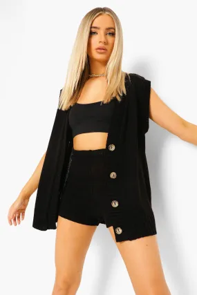 Tank Cardigan And Shorts Knitted Two-Piece