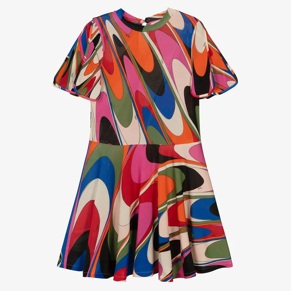 Teen Girls Jersey Onde Print Skater Dress