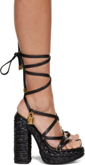 TOM FORD Black Maxi Rope Platform Sandals