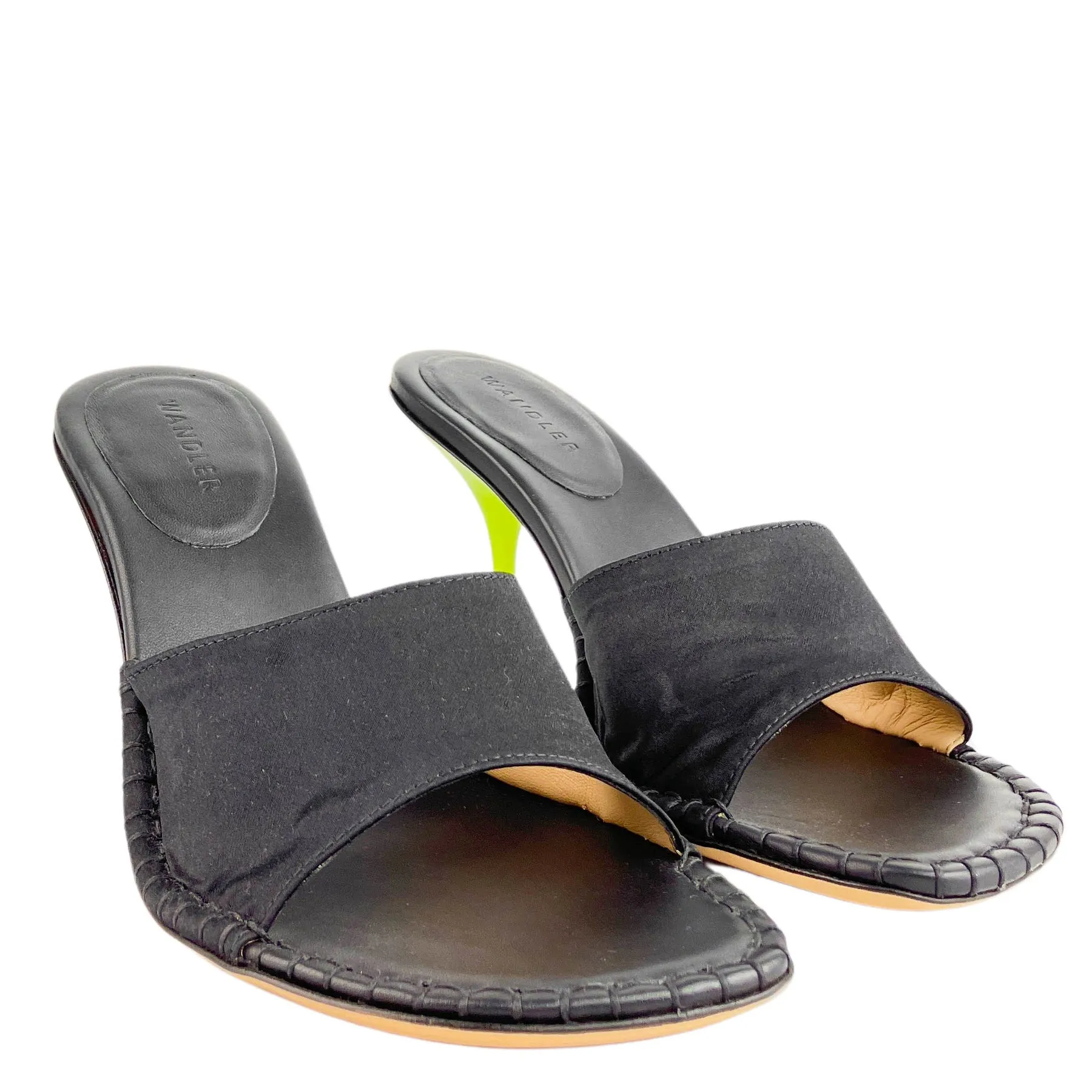 Wandler Max Sandals in Black Satin Mix