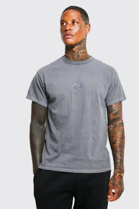 Washed Embroidered Branded T-shirt
