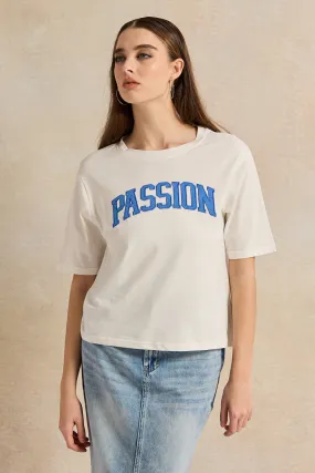 Women White Embroidered T-Shirt